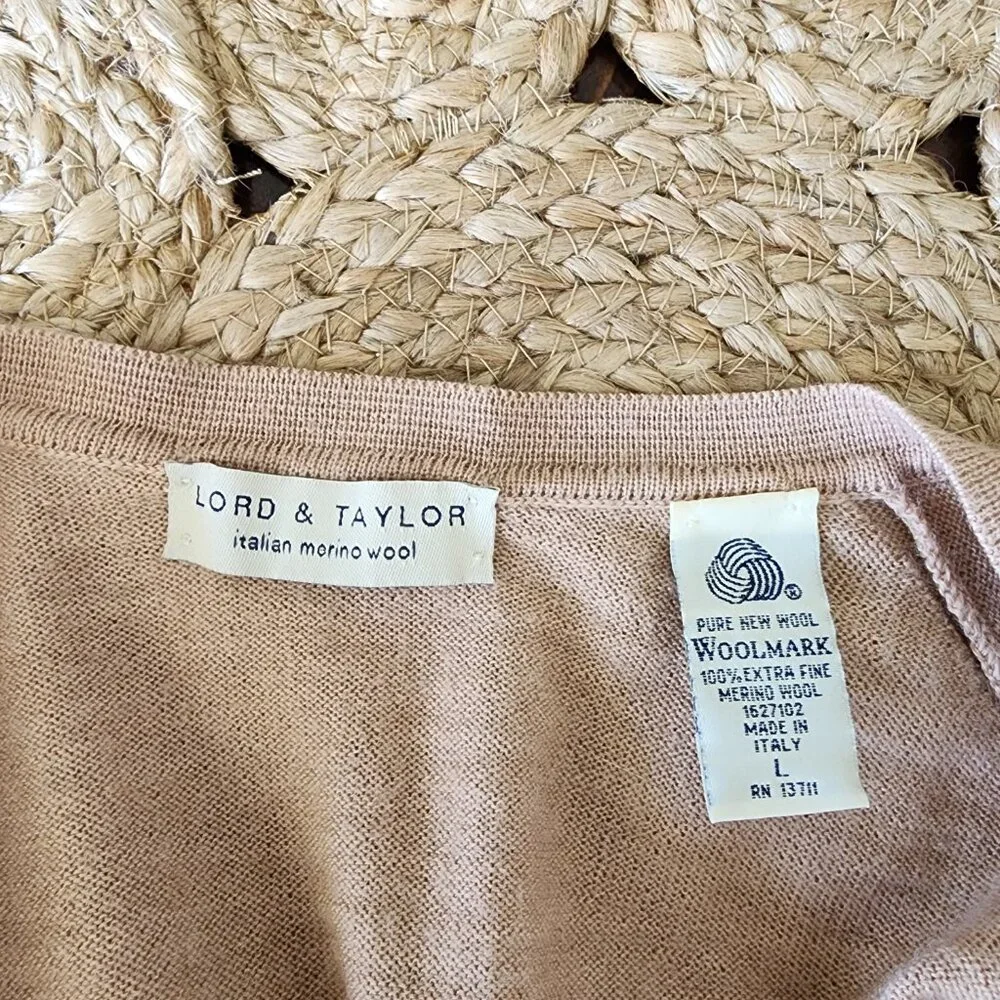 Lord & Taylor Italian Merino Wool Cardigan Size: Large - Picture 10 of 14